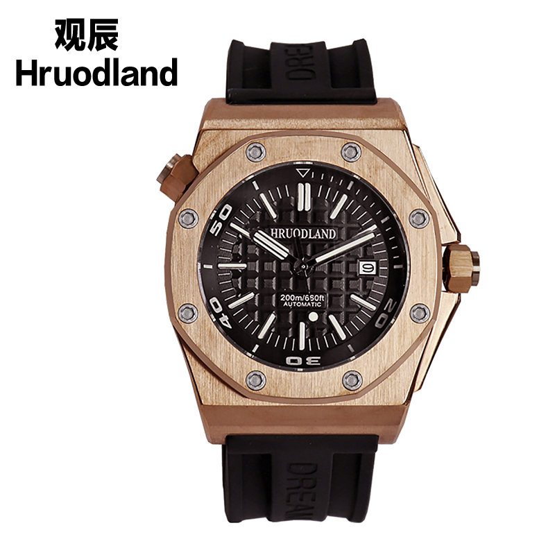 锡青铜160克重量型机械潜水运动手表9015机芯男透底蓝宝石镜片