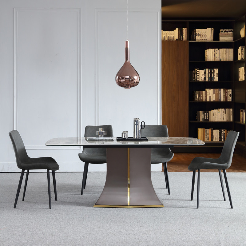 餐桌轻奢岩板长方形一桌四椅网红新款后现代设计师岩板餐桌