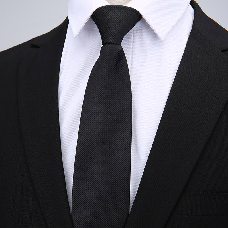 男士领带拉链正装商务纯黑色易拉得职业衬衫红色结婚新郎懒人8cm-图3