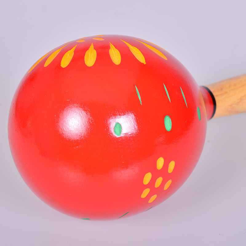 奥尔夫打击乐器散响类儿童沙锤木质红色刻花砂球幼儿园沙锤