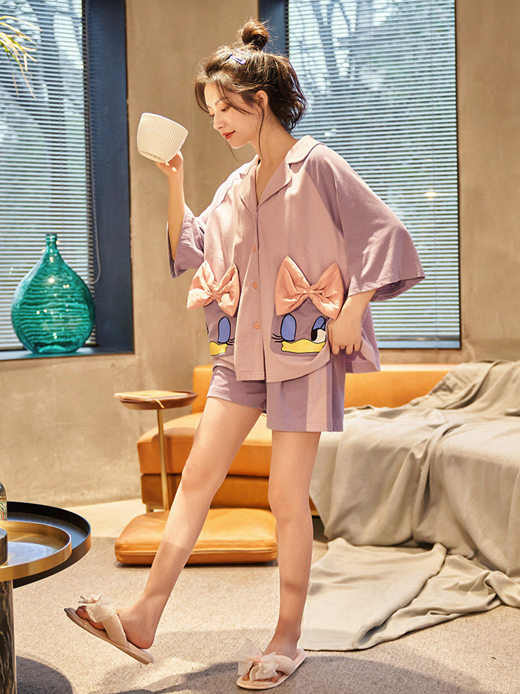 missponyo睡衣夏季纯棉薄款短袖甜美可爱夏天夏天家睡衣