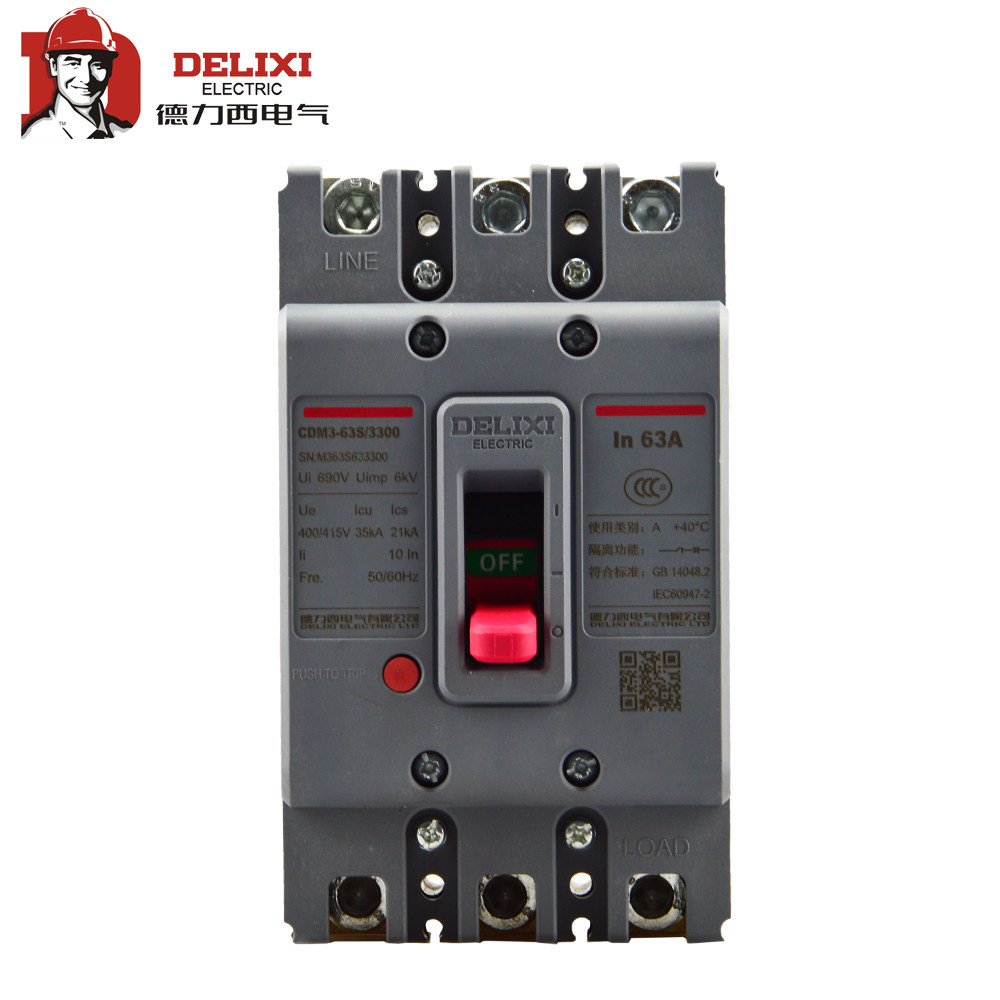 德力西塑壳断路器3p4pcdm1cdm363a100a过载短路空气开关