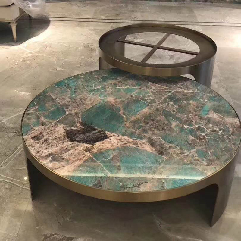 大理石奢石桌面台面进口石材家具定制餐桌茶几爵士白系列