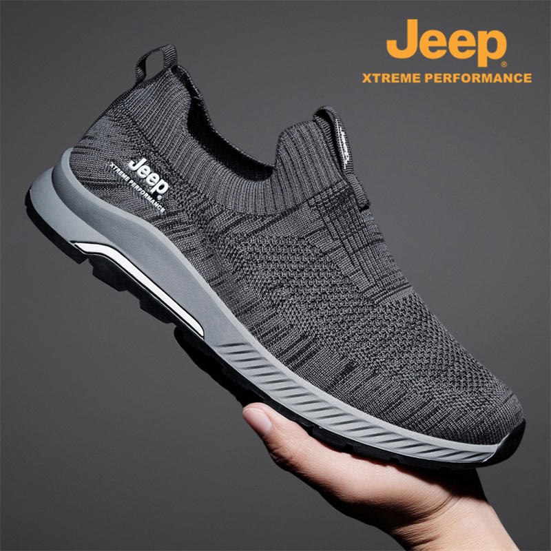 jeep吉普男鞋2022夏季新款透气防水一脚蹬网面轻便套脚休闲运动鞋