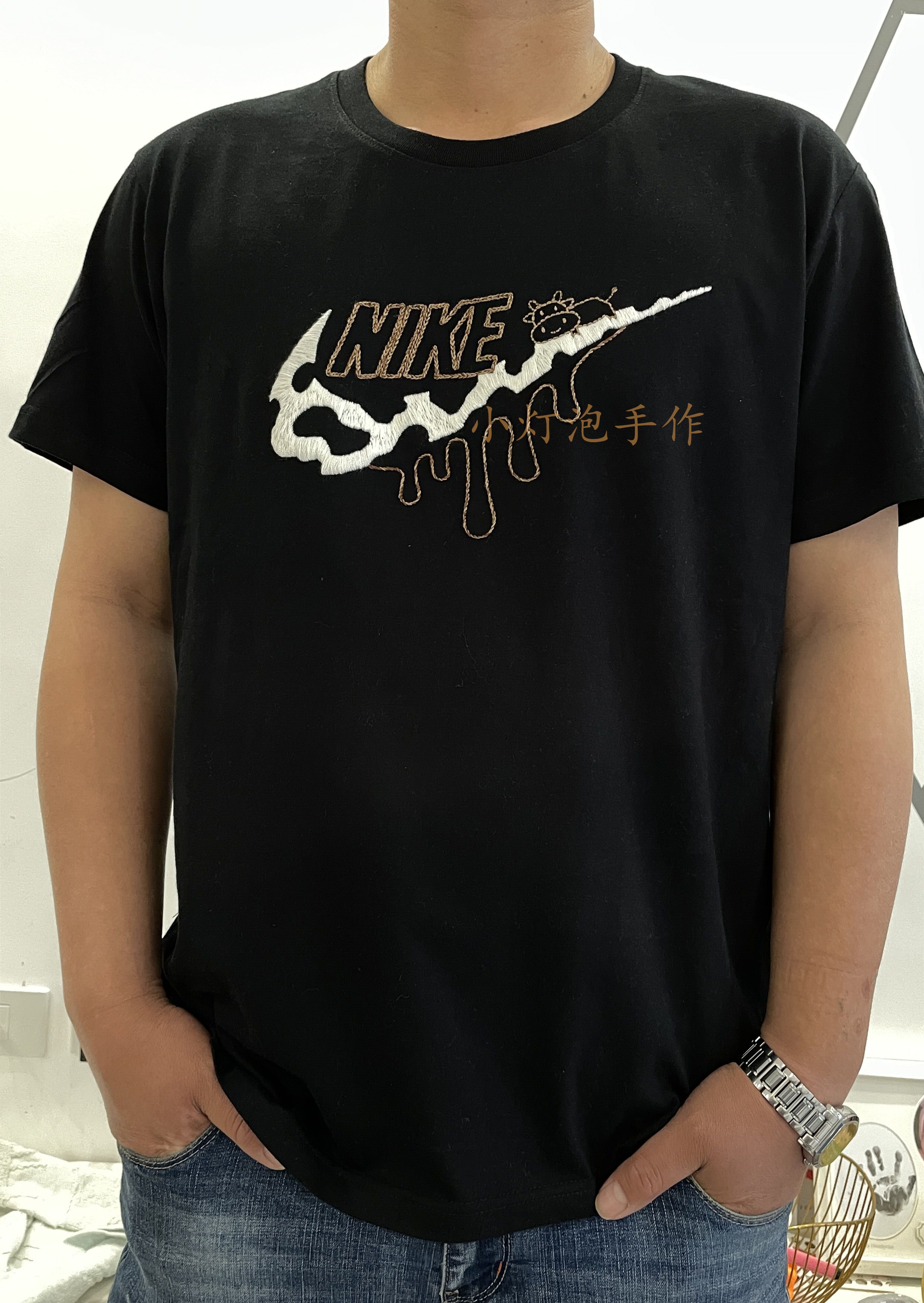 刺绣男友礼物情侣恤卫衣服手工包自绣材料奶牛缝纫diy材料套装