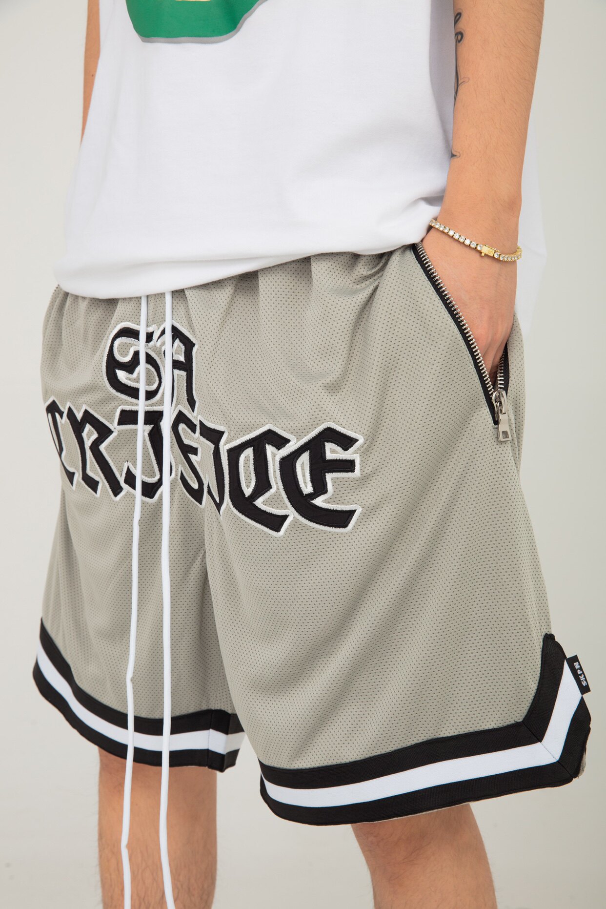 skpn灰色宽松夏季新款复古运动短裤男嘻哈刺绣高街国潮美潮篮球裤