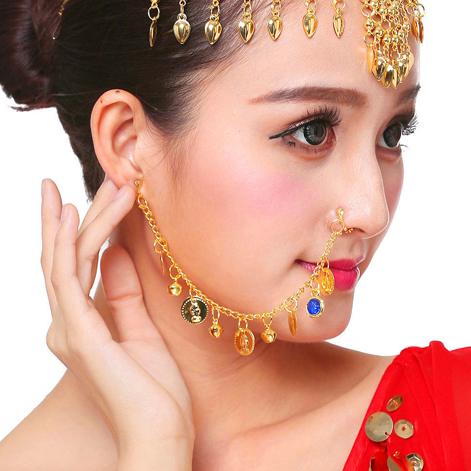 印度舞蹈表演演出饰品配饰肚皮鼻夹鼻环民族肚皮舞配饰