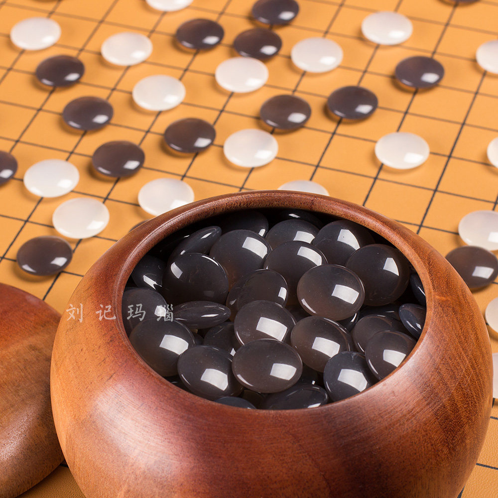 黑冰玛瑙天然围棋五子棋玉石水晶成人儿童学生围棋