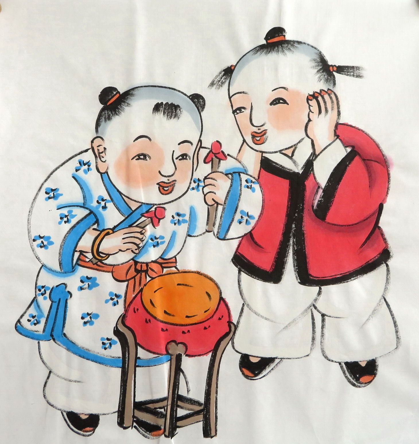 墨香趣图童趣童子八开四尺香村手绘人物画挂画国画