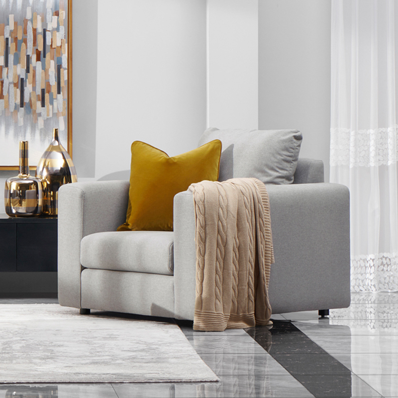 美克美家莫迪卡意式轻奢布艺沙发小户型客厅实木三人沙发单人沙发