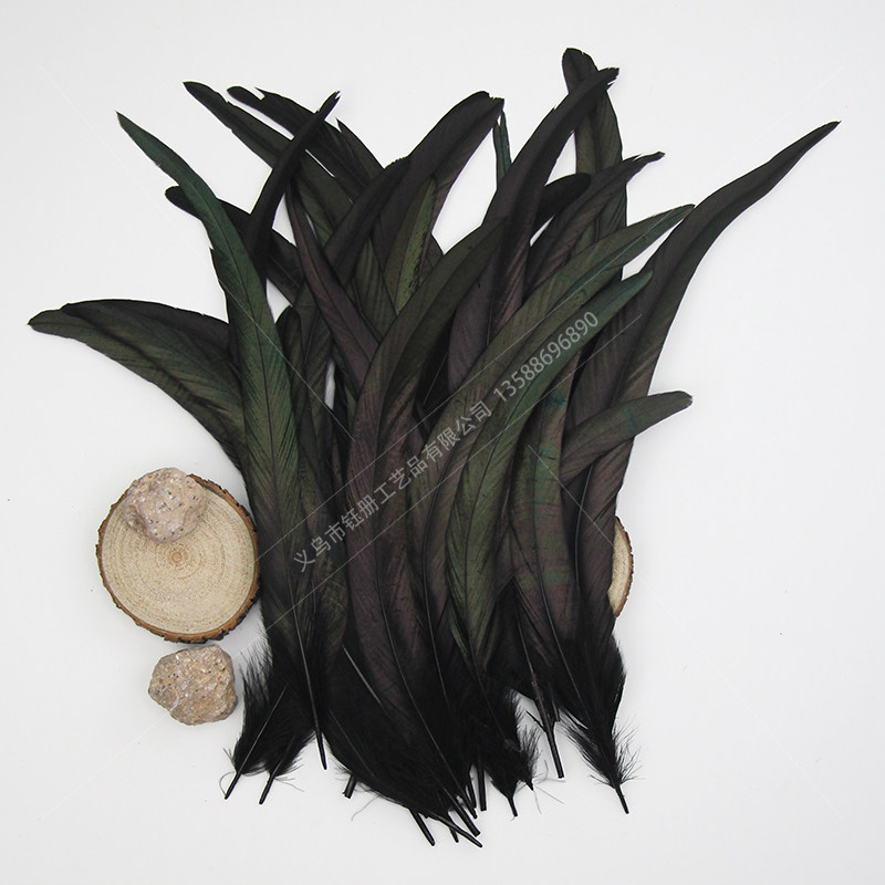 优质天然公鸡鸡尾黑色鸡毛表演服装装饰材料diy其他diy饰品配件