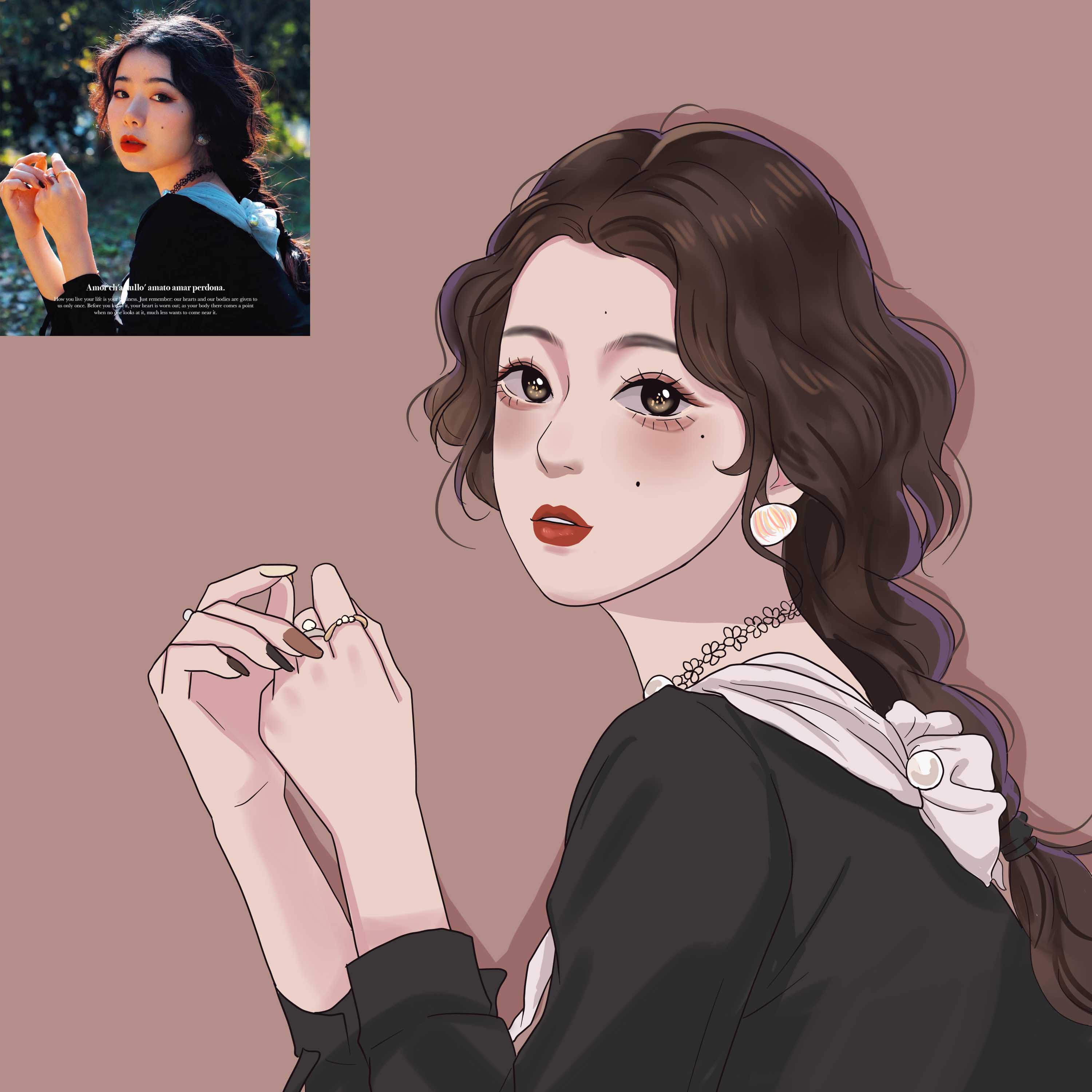 情侣真人宠物人物卡通人卡通微信设计头像简笔手绘真人漫画