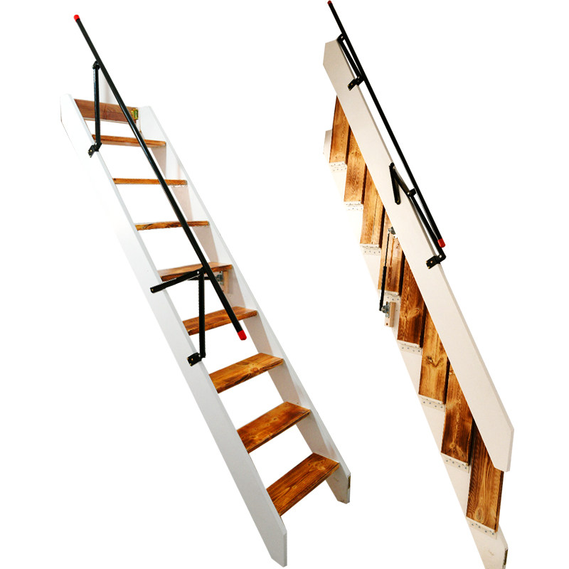 整体阁楼实木折叠楼梯家用室内隐形贴墙收缩壁挂式伸缩梯车库梯子