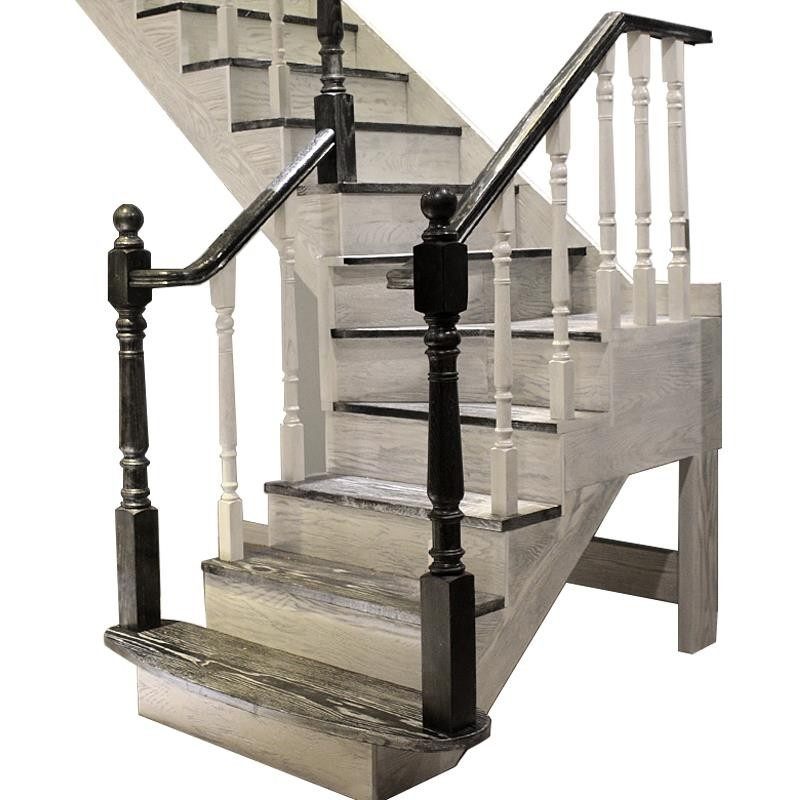 北欧转弯旋转七字红橡上下转角楼梯阁楼豪华整体楼梯