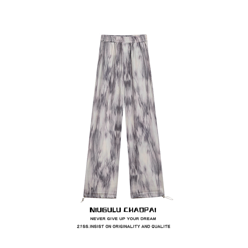 NIUGULU.21SS潮牌小众独立设计街头风设计不规则花色宽松休闲长裤