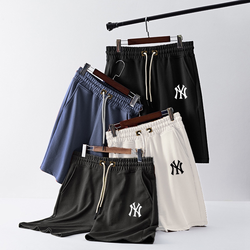 NY卫裤男潮牌ins宽松纯棉休闲短裤洋基队美式全棉重磅五分运动裤