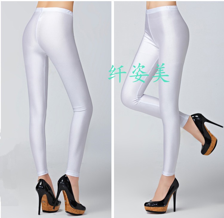 氨纶踩脚健美裤紧身踏脚九分裤打底裤亮高弹力打底裤