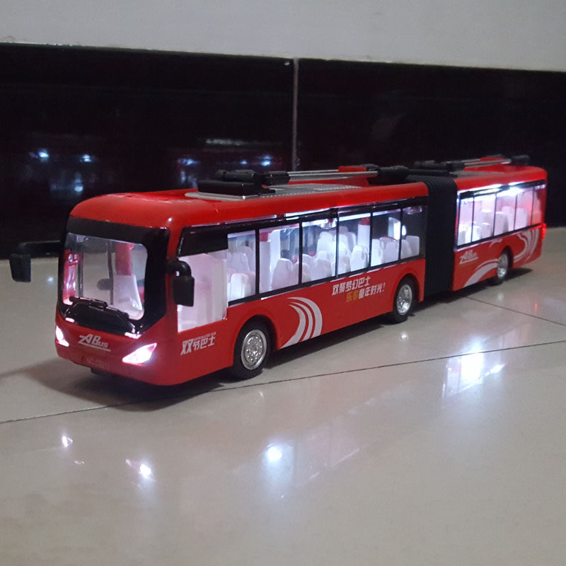 双节巴士公交车合金车模型语音电车公共汽车仿真车模儿童玩具回力