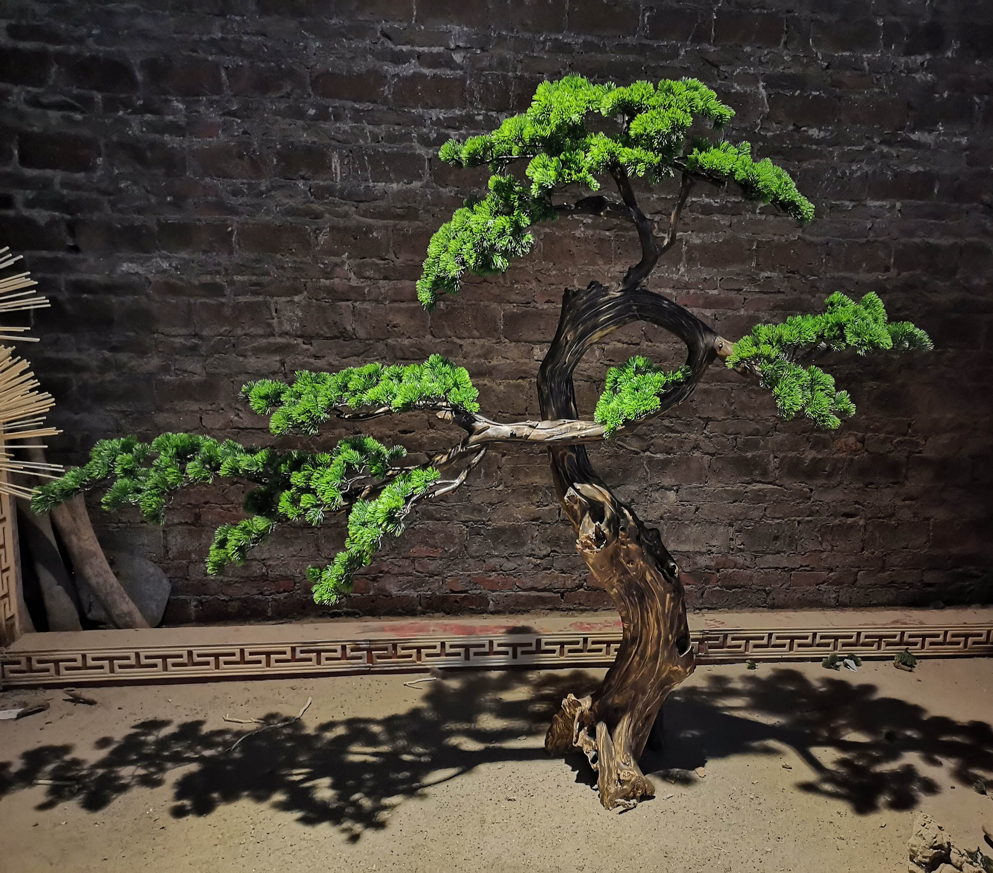 仿真迎客松摆件大型松树造型装饰盆景树枝实木仿真绿植