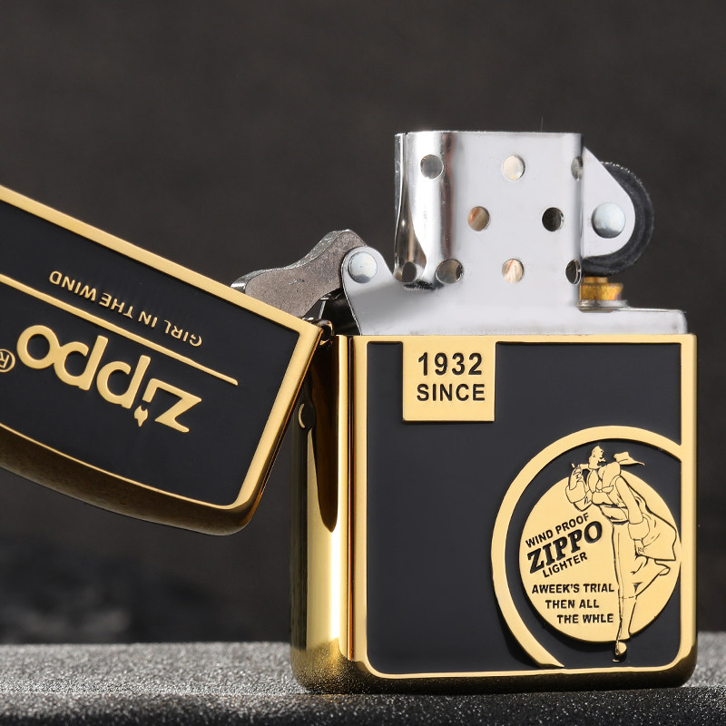 防风煤油打火机zippo正版盔甲机风中女郎正品男士个性zippo