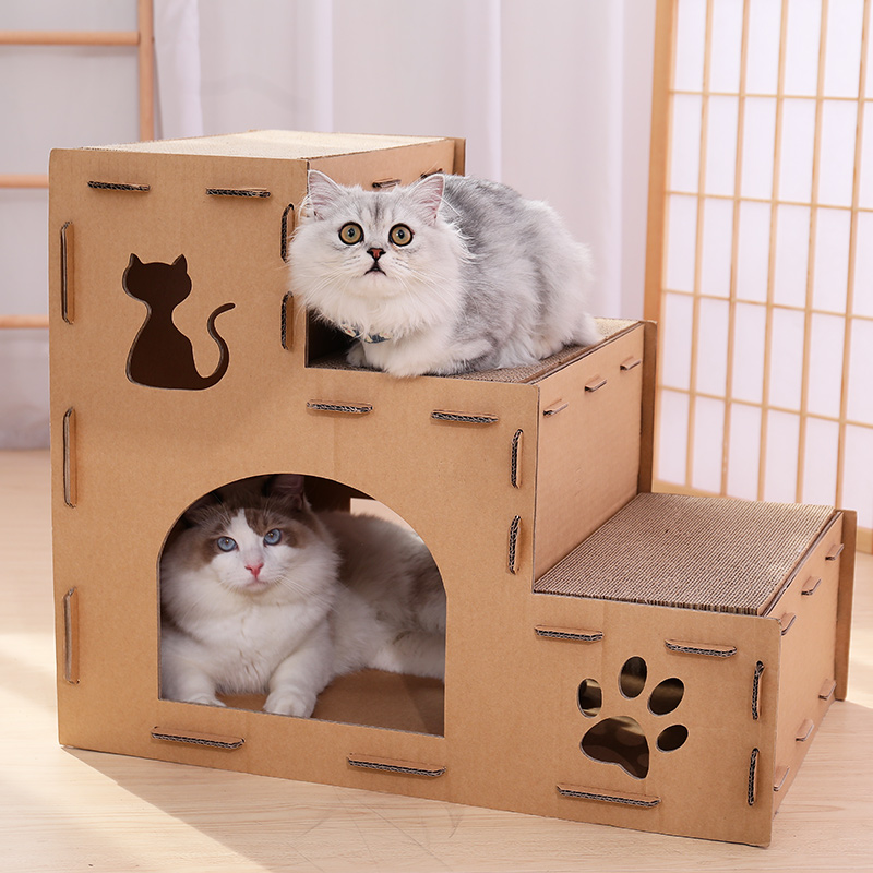 猫抓猫窝一体猫屋别墅瓦楞纸房子特大号纸箱玩具猫抓板