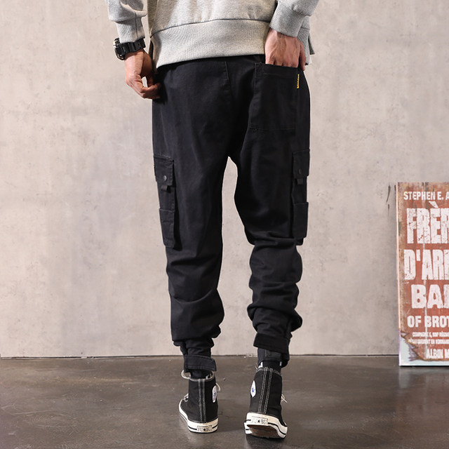 Overalls men's tide brand ins port style paratrooper pants straight loose pants men's spring and autumn trend wild ruffian handsome Overalls men's tide brand ins port style paratrooper pants straight loose pants men's spring and autumn trend wild ruffian handsome