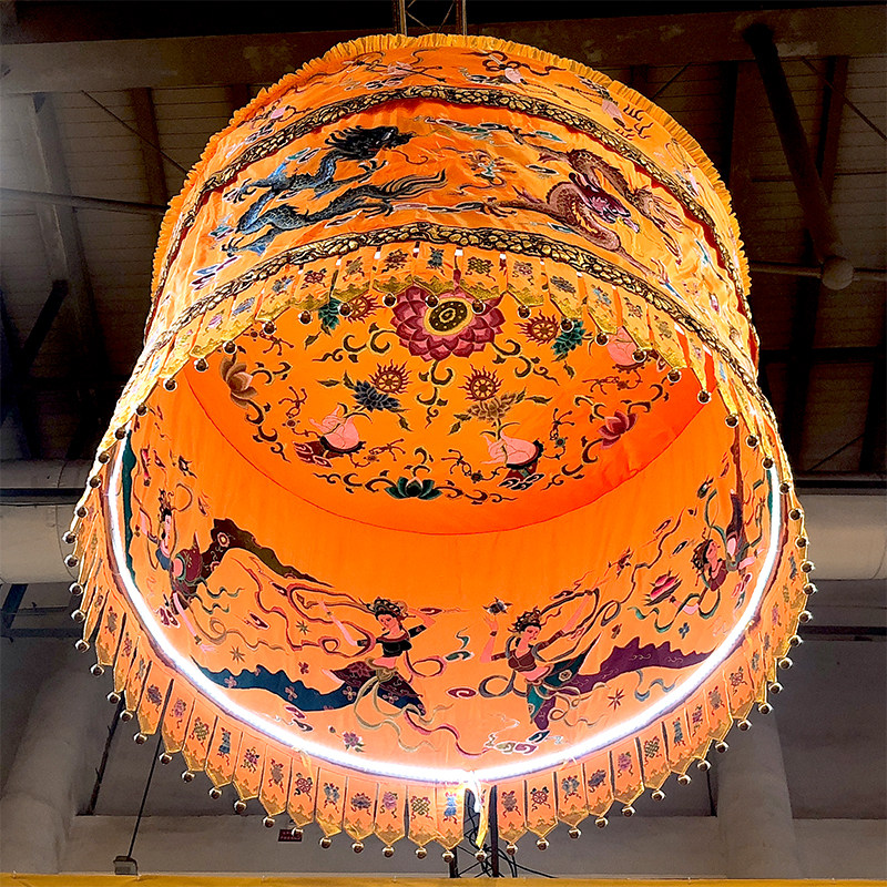 宝盖佛教飞天绣品寺庙宫廷宝顶华盖经幡用品刺绣