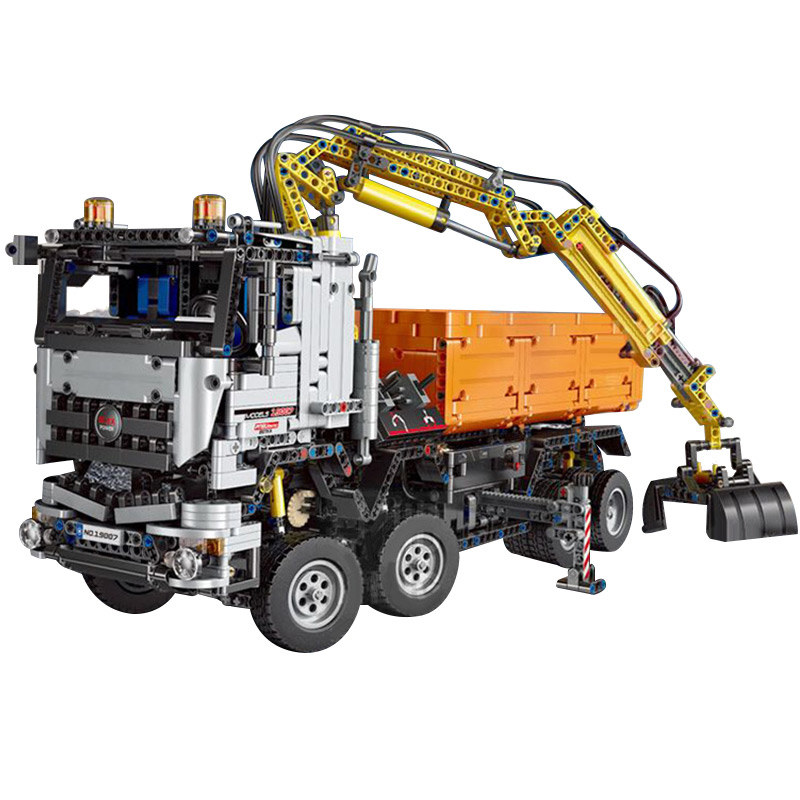 宇星19007奔驰气动重型卡车乐高积木拼装玩具建构