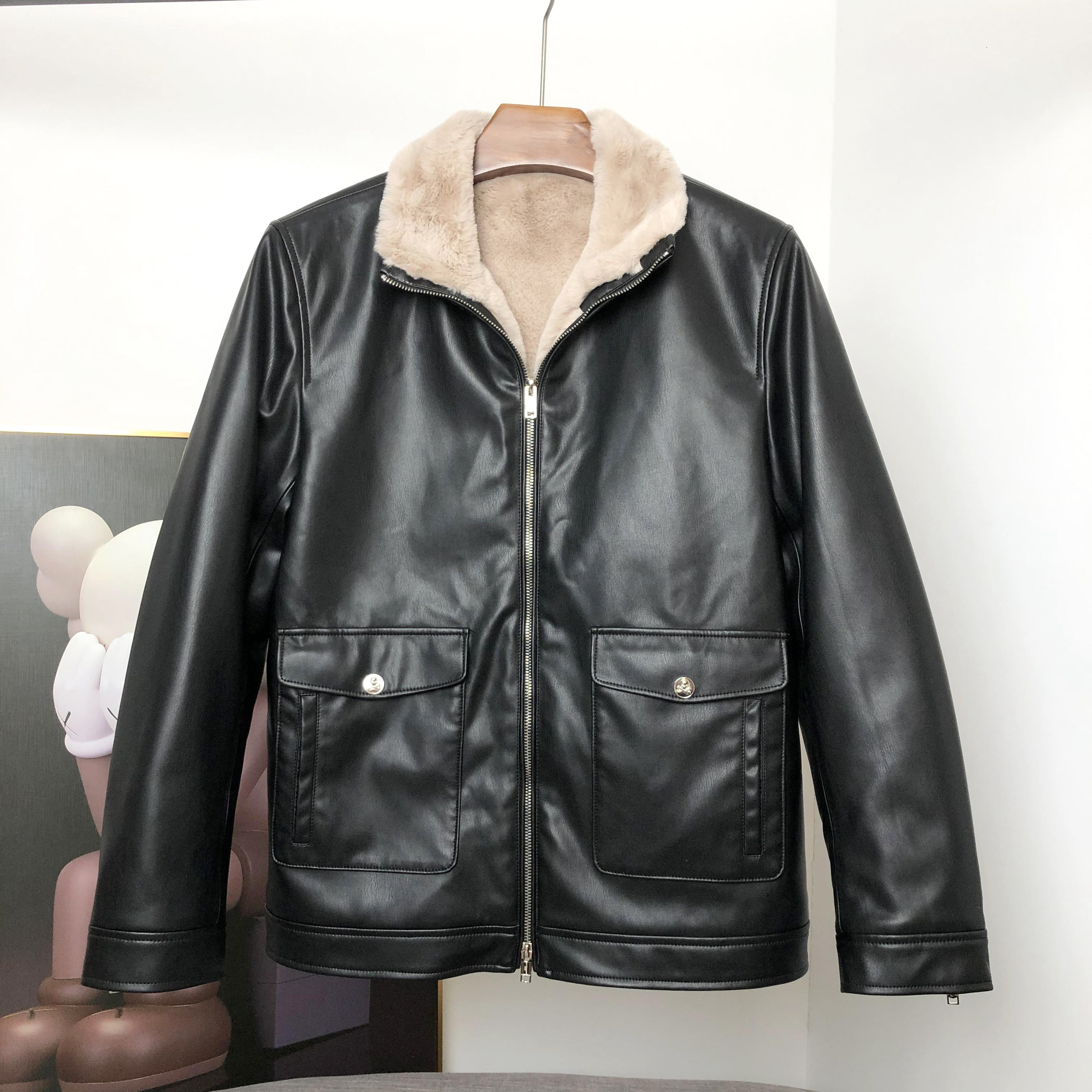 mmj冬季外套时尚个性开衫拉链潮牌头日保暖皮衣