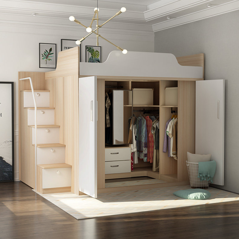衣柜一小户型步入实木衣帽间一体衣橱储物间定制衣柜床