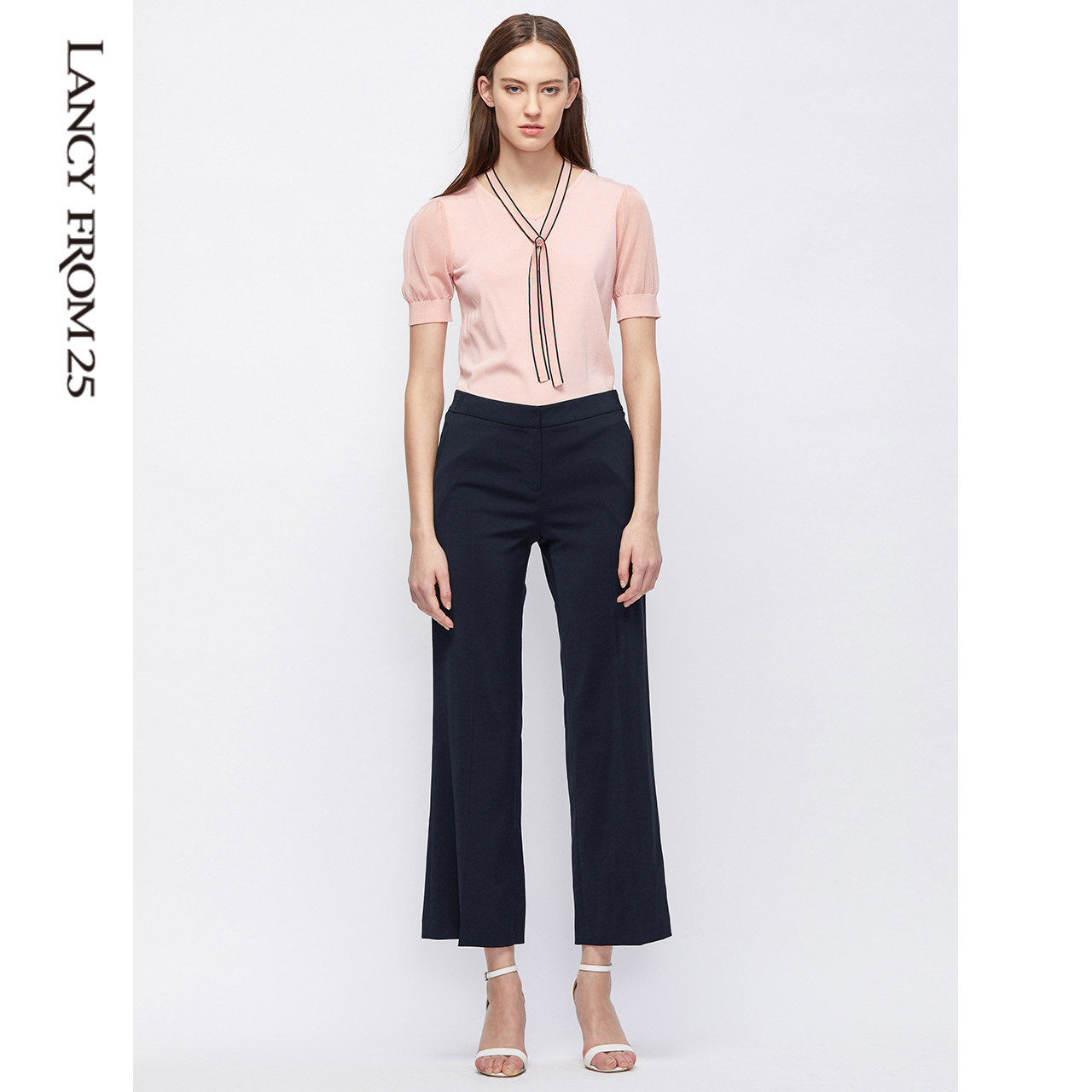 朗姿裤子女2020夏季女装职业通勤百搭宽松微喇垂坠休闲裤商场同款