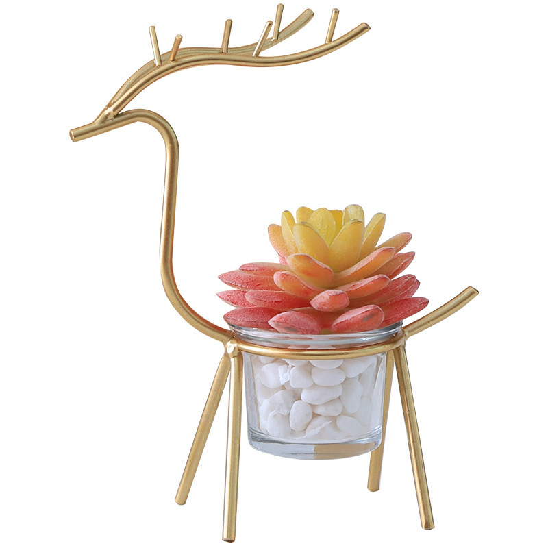 北欧创意家居装饰品饰品仿真植物假花个性可爱小鹿摆件