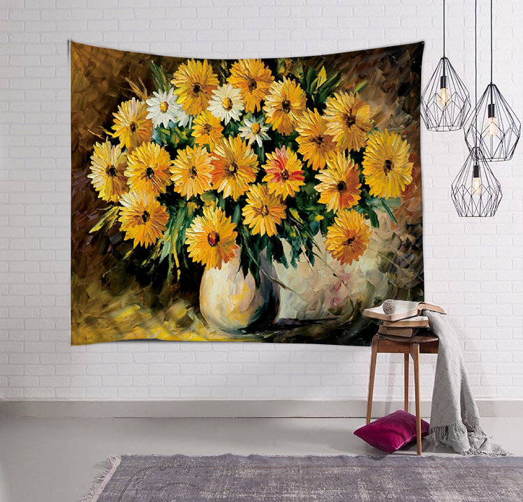 欧式复古古文艺风北欧ins挂布油画静物花朵挂毯