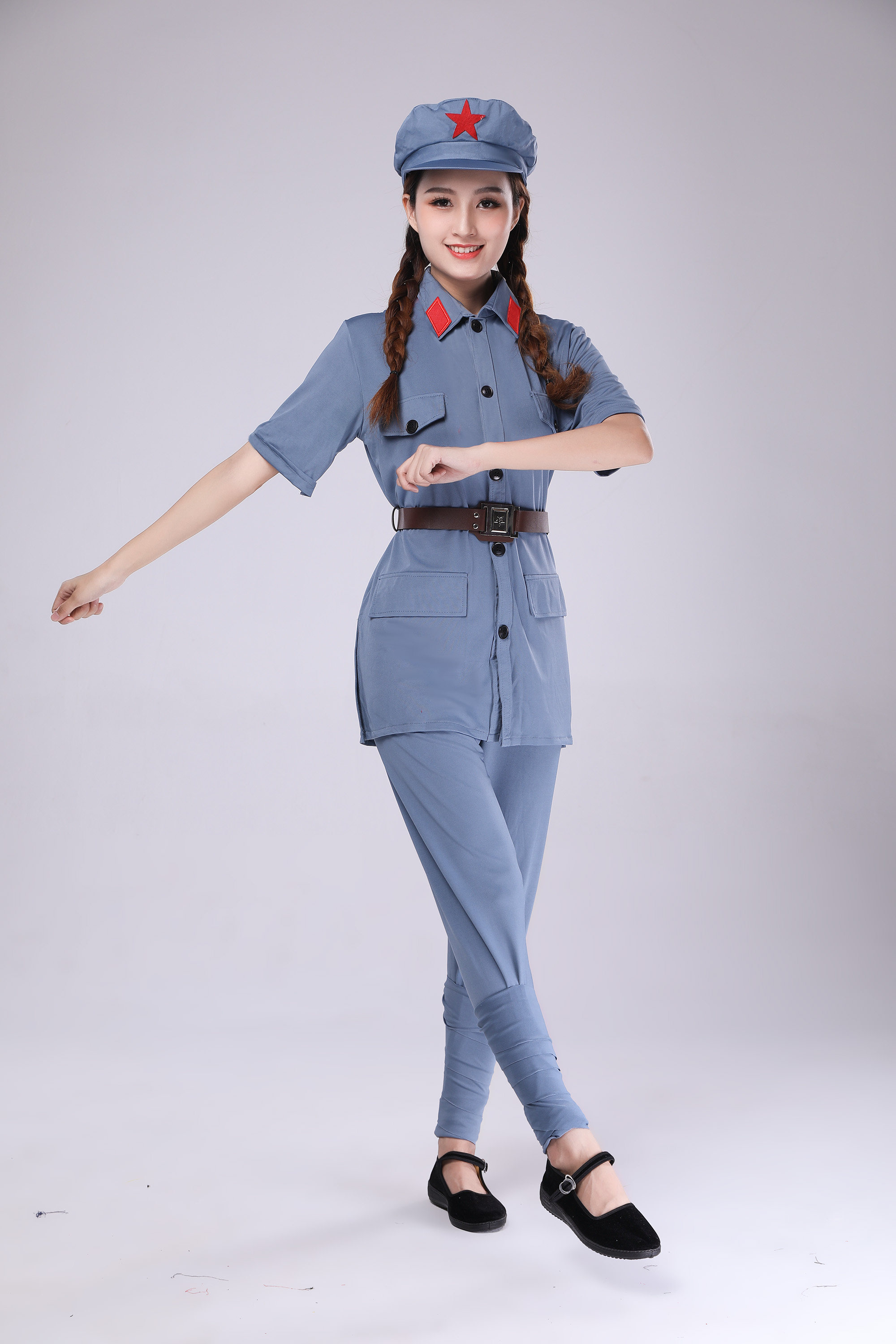 演出服男女女同红军弹力表演成人舞蹈军装八路儿童演出服