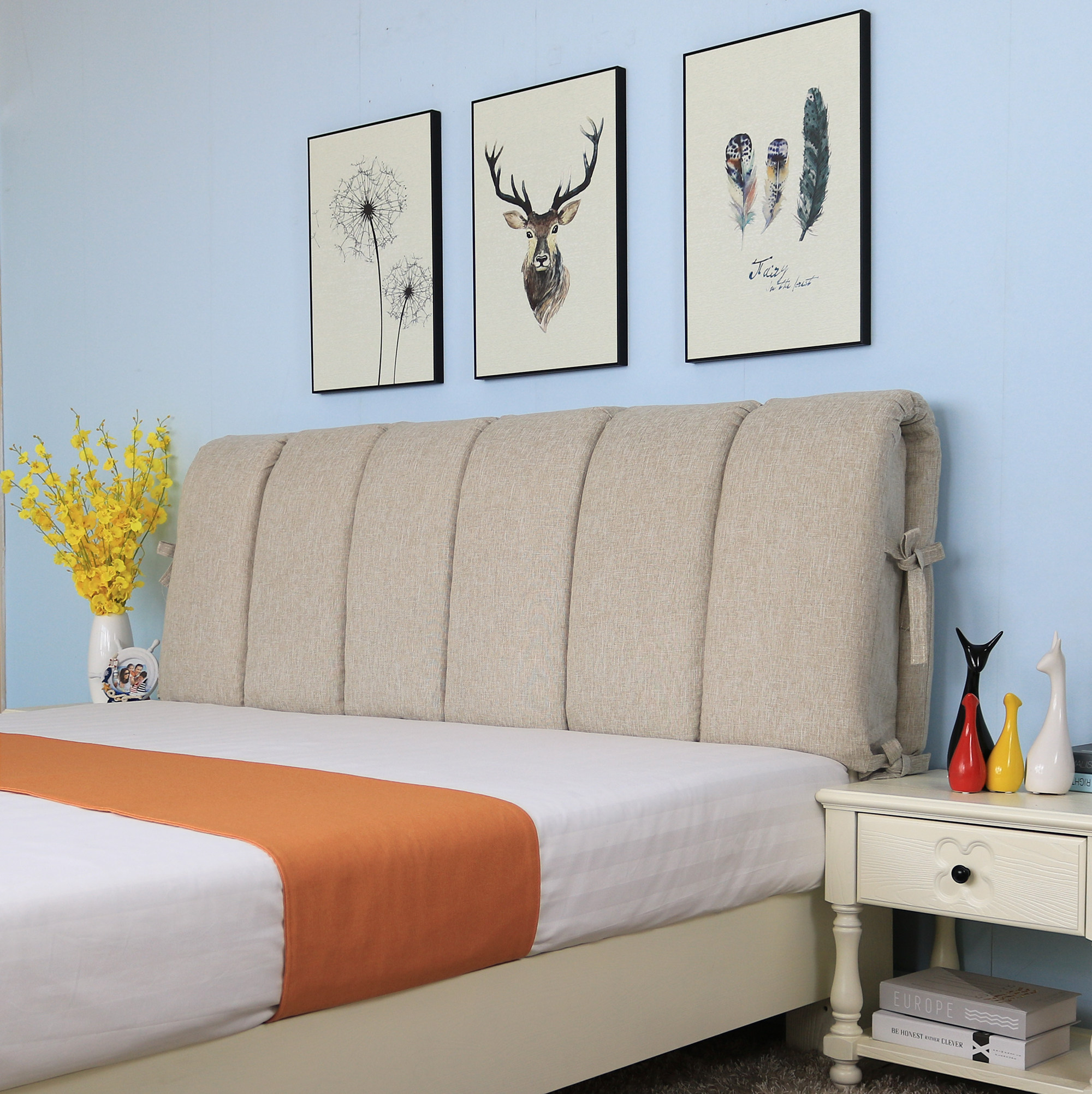 床头靠背靠垫床头板软包拆洗头套罩大枕床头罩靠垫