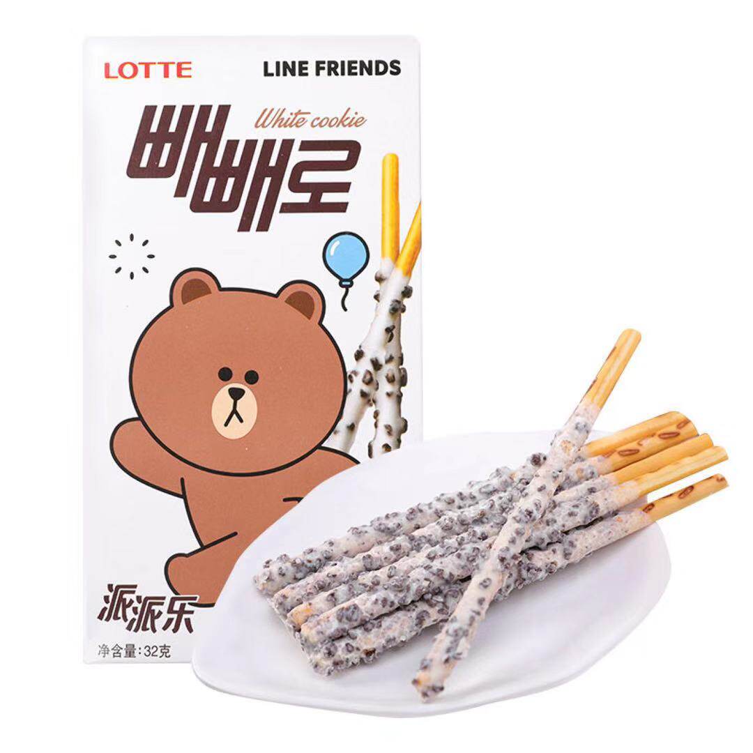 lotte乐天派派乐曲奇颗粒巧克力饼干32g酥性饼干