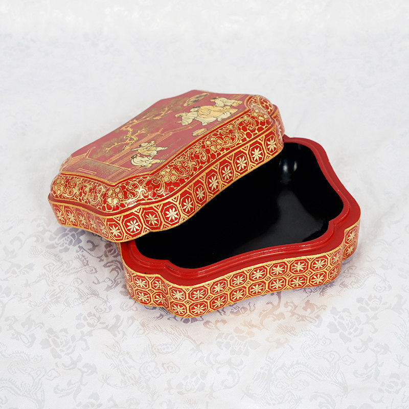 紫艺扁圆投掷人物描金故宫作品兴林贾兴林平遥推光漆器首饰盒