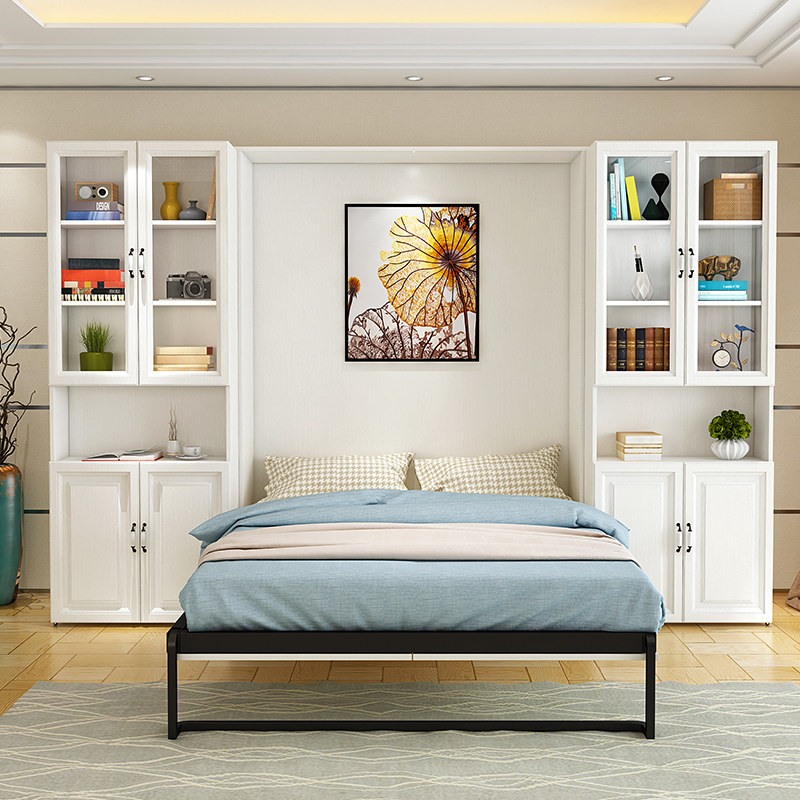 现代简约隐形床壁收纳储物折叠多功能组合壁柜衣柜板式床