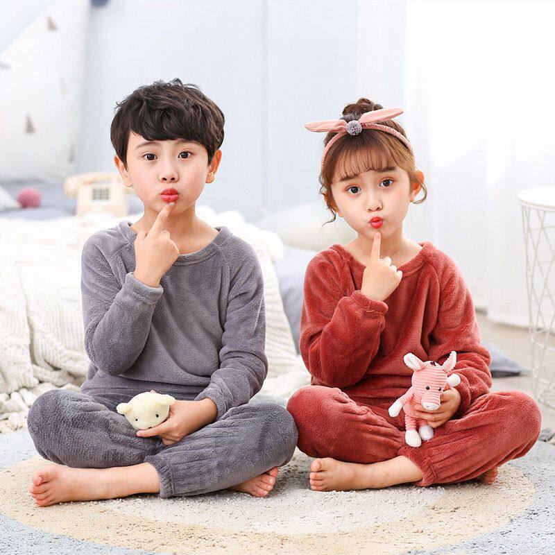 儿童睡裤上衣穿上宝外厚宝加厚保暖暖暖睡衣家居服套装