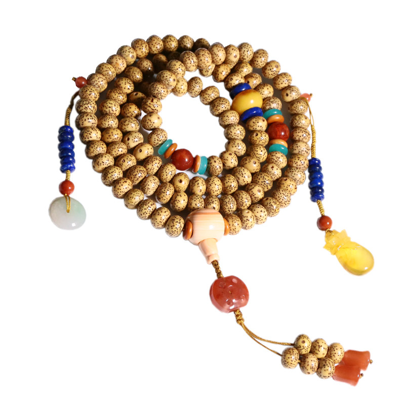 星月菩提陈籽老正月108颗佛珠项链长款项链