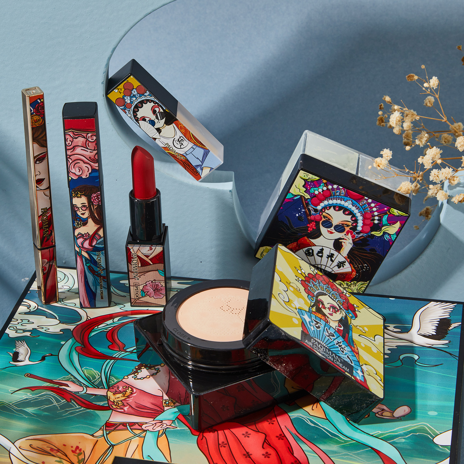 国风彩妆套装气垫bb口红定妆睫毛膏学生初学者彩妆套装