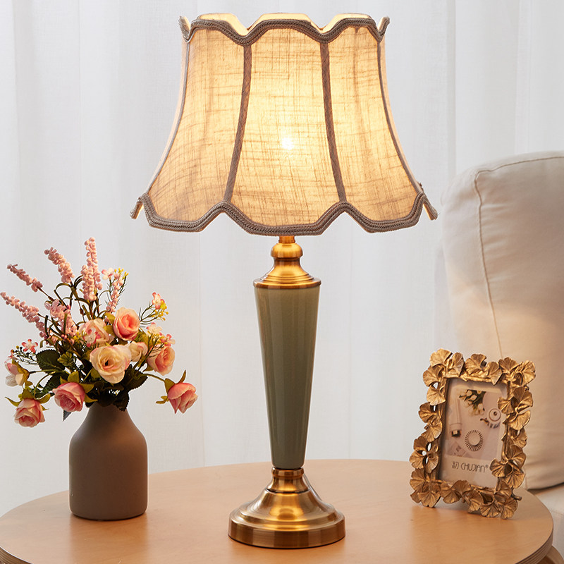 美式时尚陶瓷台灯温馨创意客厅欧式家用可调装饰台灯