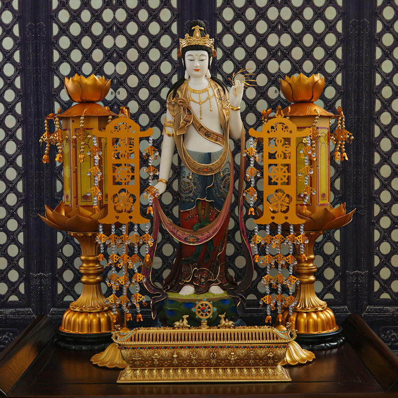 道教家居佛堂摆件寺院装饰桌面宝幢鎏金吉祥摆件