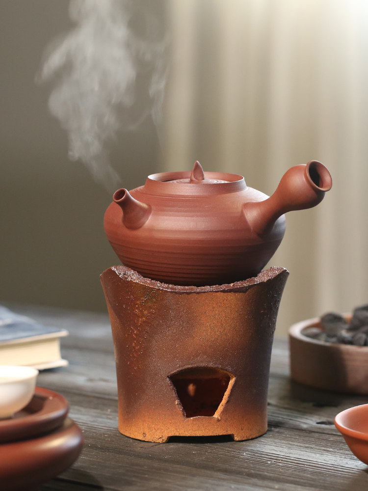 潮州工夫茶茶炉迷你粗陶烧炭炭炉手工窑变碳炉煮茶炉