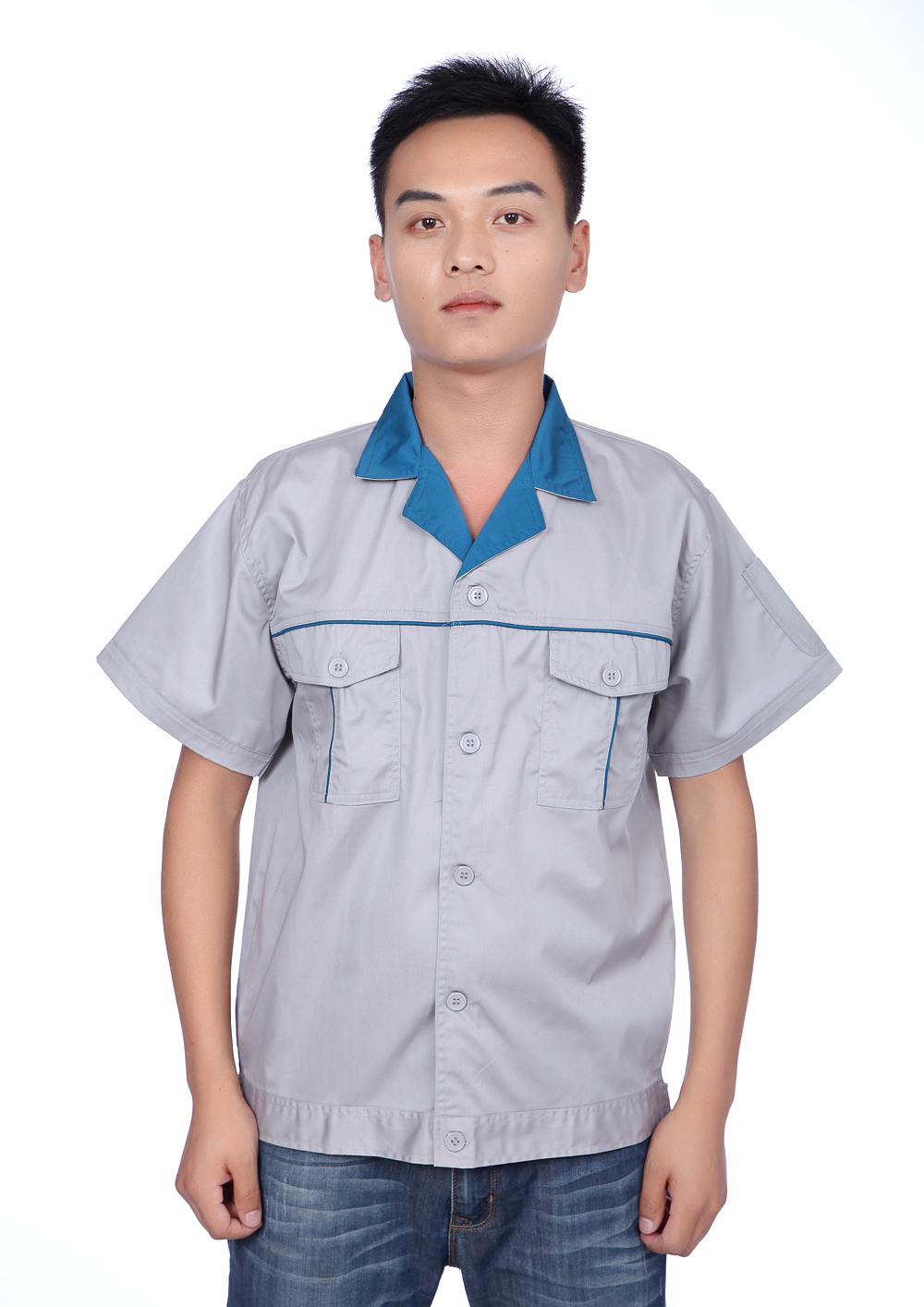 工作服男女单件上衣夏季短袖汽修机修电工工人工装制服