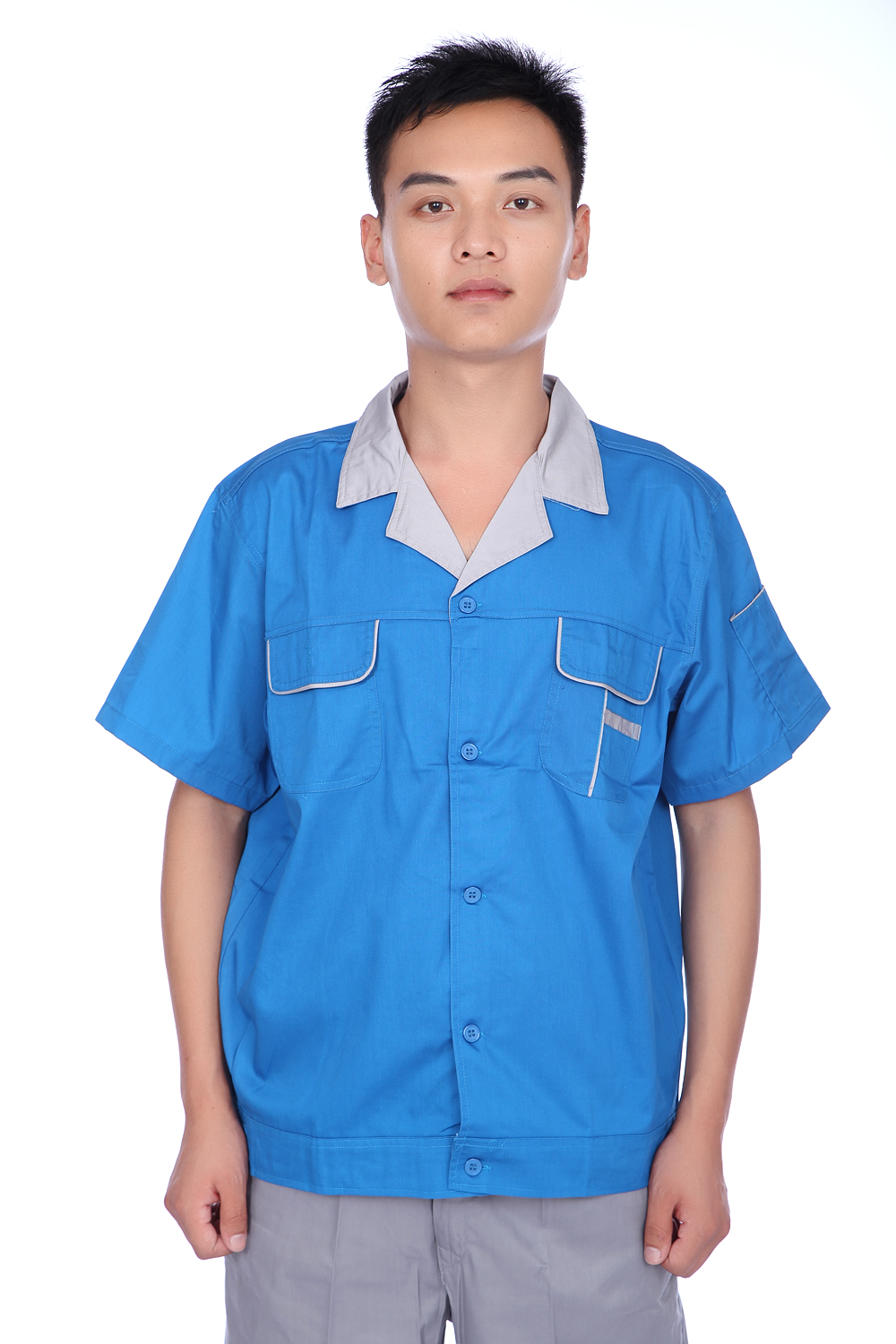 工作服男女单件上衣夏季短袖汽修机修电工工人工装制服