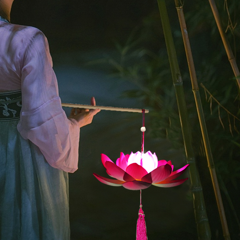手提汉服拍摄道具荷花灯笼中国国风莲花花灯灯笼