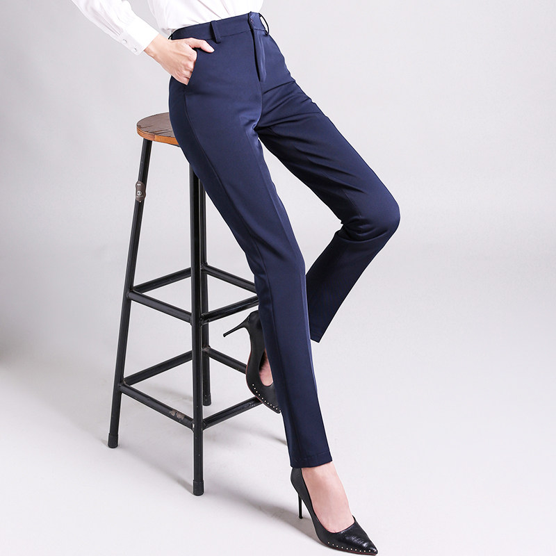 职业西裤女秋黑色小脚直筒长裤女士宽松高腰ol正装工作裤子休闲裤