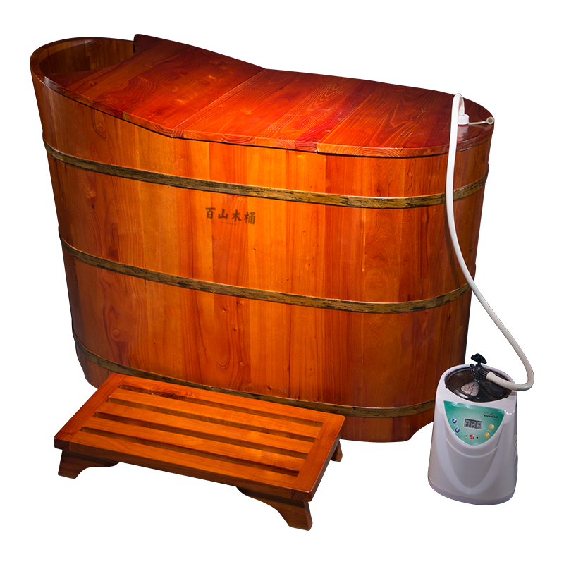 木桶百山加热蒸汽带盖熏蒸泡澡家用洗澡成人沐浴桶