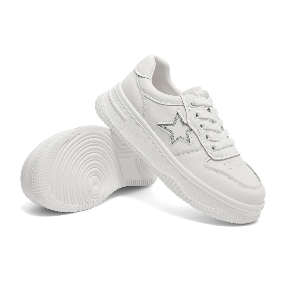 百丽官旗休闲运动厚底小白鞋星星板鞋